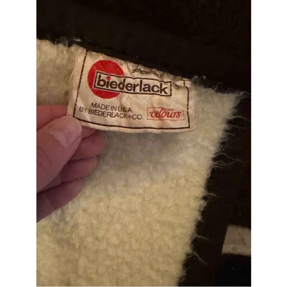 Vtg Biederlack Brown Horse Foal Thick Reversible Heavy Blanket Cotton Blend USA